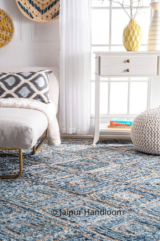 Braided Denim Jute Mix Solid Area Carpet for Living Room Floors - 3 x 4 ft-Jaipur Handloom