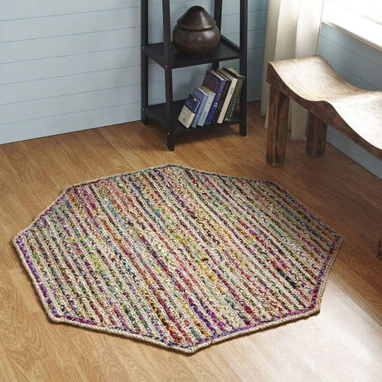 Braided Jute Chindi Living Room Area Rugs, Bohemian Bedroom Round Rugs
