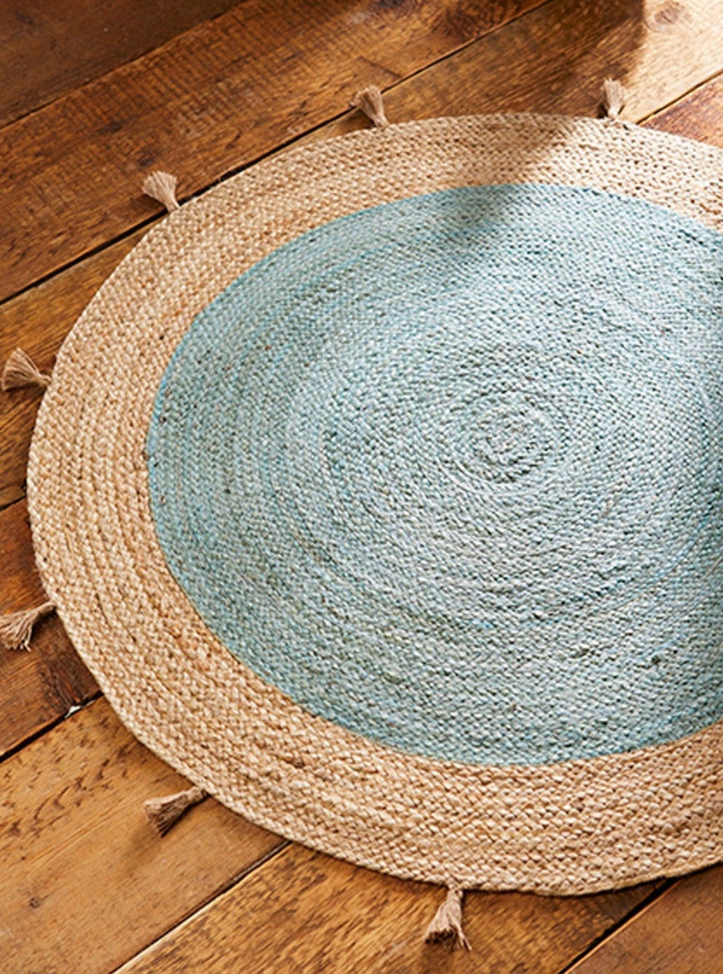 Braided Jute Round Rugs - Buy round jute Rugs with tassels in India - Jaipur Handloom