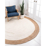 Braided Natural Jute 7 ft X 7 ft Round Area Rug for Living Room & Bedroom