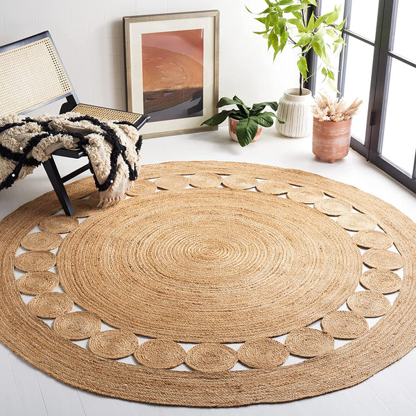 Braided Round jute Rug  Hand Woven Jute Area Carpet Floor Mat