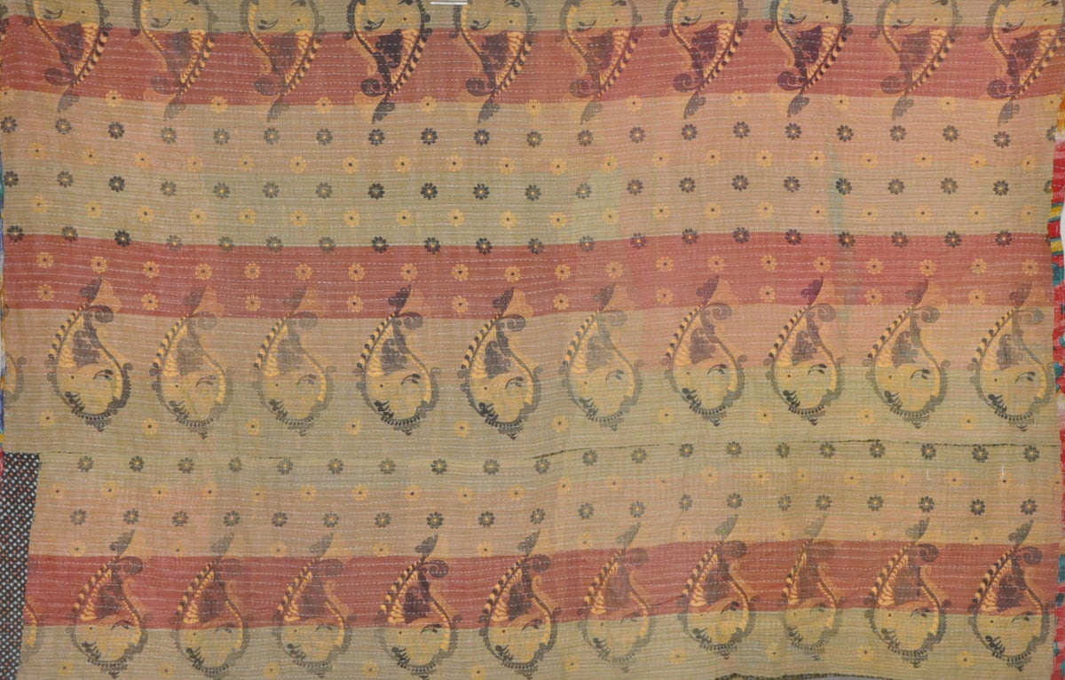 paisley kantha throw quilt