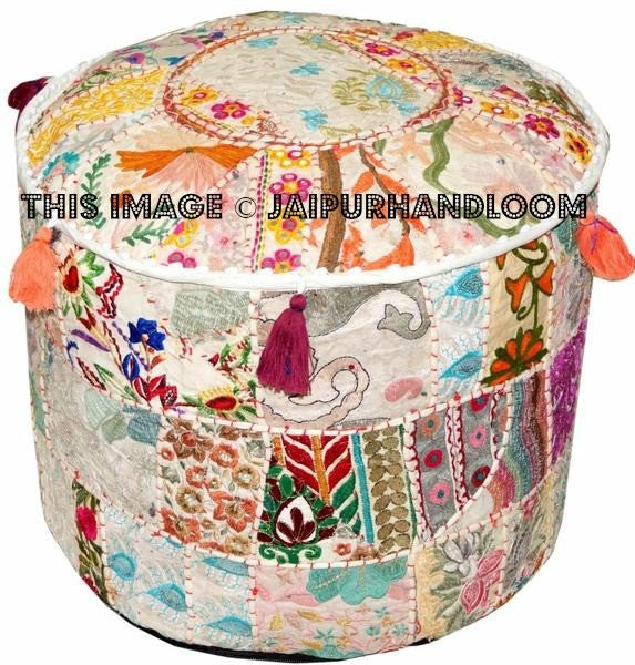 BrookHill Pouffe - 18X13 inches-Jaipur Handloom