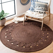 Brown Hand-Braided Organic Jute Kitchen Area Rug, Bedroom Round Rugs