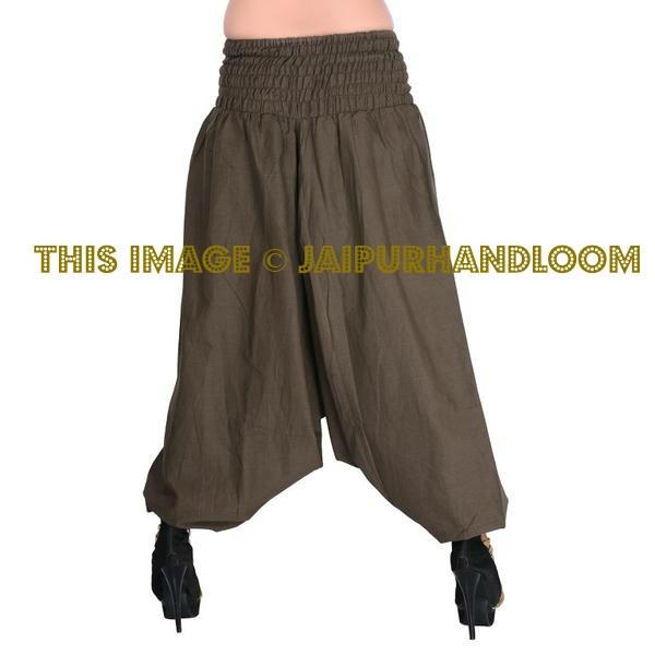 Brown Yoga Legging Unisex Harem Pants Burning Man Costume Thai Loose Pants
