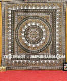 Brown dorm room tapestry bohemian indian tapestry mandala wall hanging-Jaipur Handloom