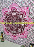 brown pink floral tapestry dorm room mandala tapestries boho beach towels-Jaipur Handloom
