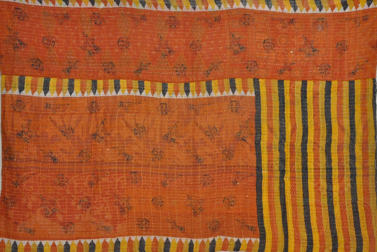 twin size indian kantha blanket bed cover bohemian bedding | Jaipur Handloom