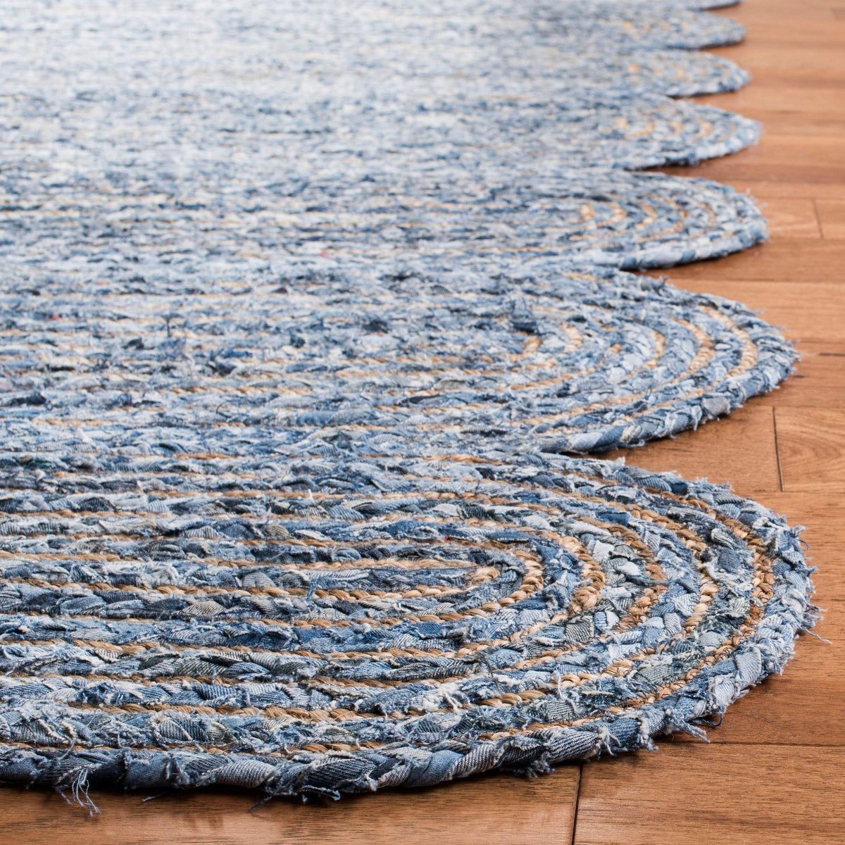 Denim Rug Runner, Denim Jute Rug, Braided Area Rug 6 X 8 for Living Room