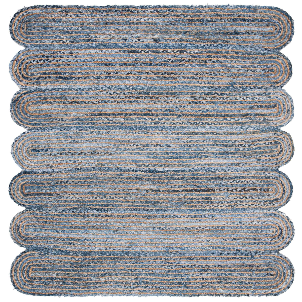 Denim Rug Runner, Denim Jute Rug, Braided Area Rug 6 X 8 for Living Room