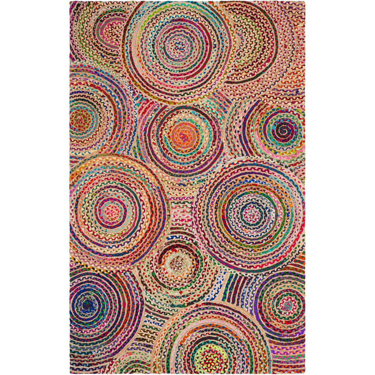 Psychedelic Rugs, Cotton Area Rug, Braided Cotton Carpet, Chindi Rug