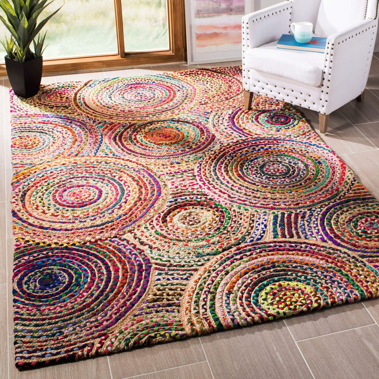Psychedelic Rugs, Cotton Area Rug, Braided Cotton Carpet, Chindi Rug