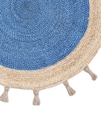 Buy Handwoven Round Jute Rug with tassels, fringes |  Jaipur Handloom