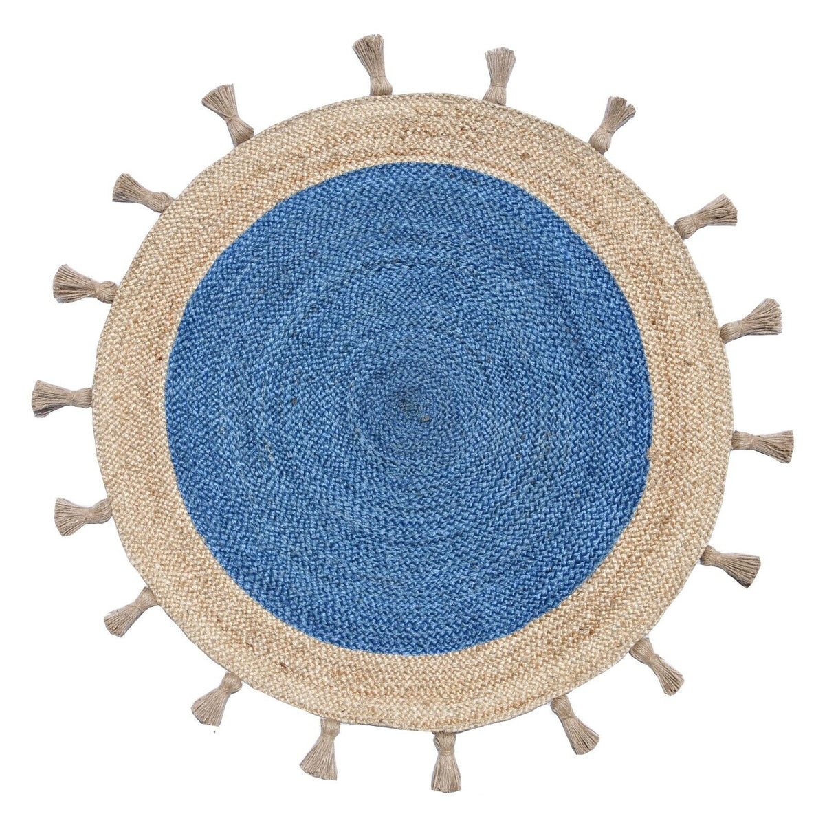 Buy Handwoven Round Jute Rug with tassels, fringes |  Jaipur Handloom