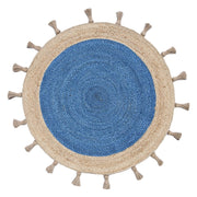 Buy Handwoven Round Jute Rug with tassels, fringes |  Jaipur Handloom