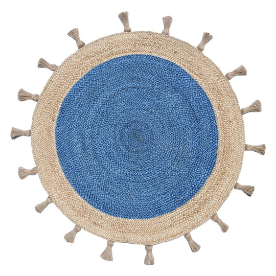 Buy Handwoven Round Jute Rug with tassels, fringes |  Jaipur Handloom