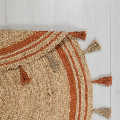 Buy Jute Carpets Online, Buy round jute Rugs with tassels in India