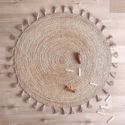Buy Round Jute Rug with tassels Online In India - Jaipur Handlooom