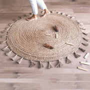 Buy Round Jute Rug with tassels Online In India - Jaipur Handlooom
