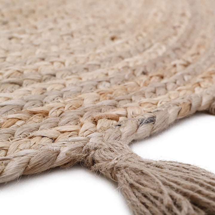 Buy Round Jute Rug with tassels Online In India - Jaipur Handlooom