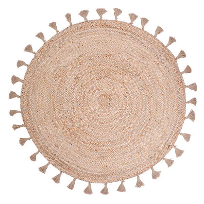 Buy Round Jute Rug with tassels Online In India - Jaipur Handlooom