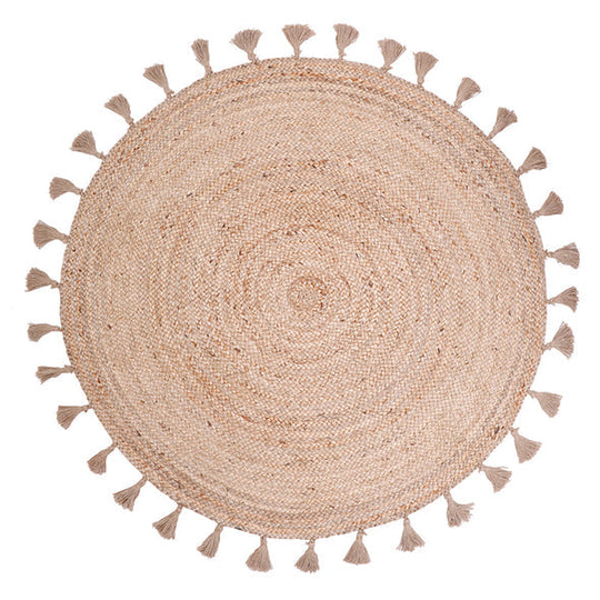 Buy Round Jute Rug with tassels Online In India - Jaipur Handlooom