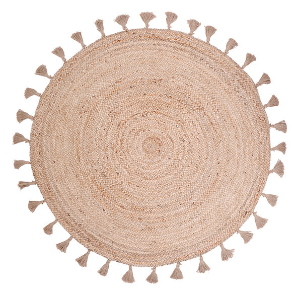 Buy Round Jute Rug with tassels Online In India - Jaipur Handlooom