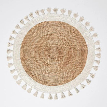 Buy Round Jute Rugs with tassels | Jute carpet | Jute Floor Mats Online