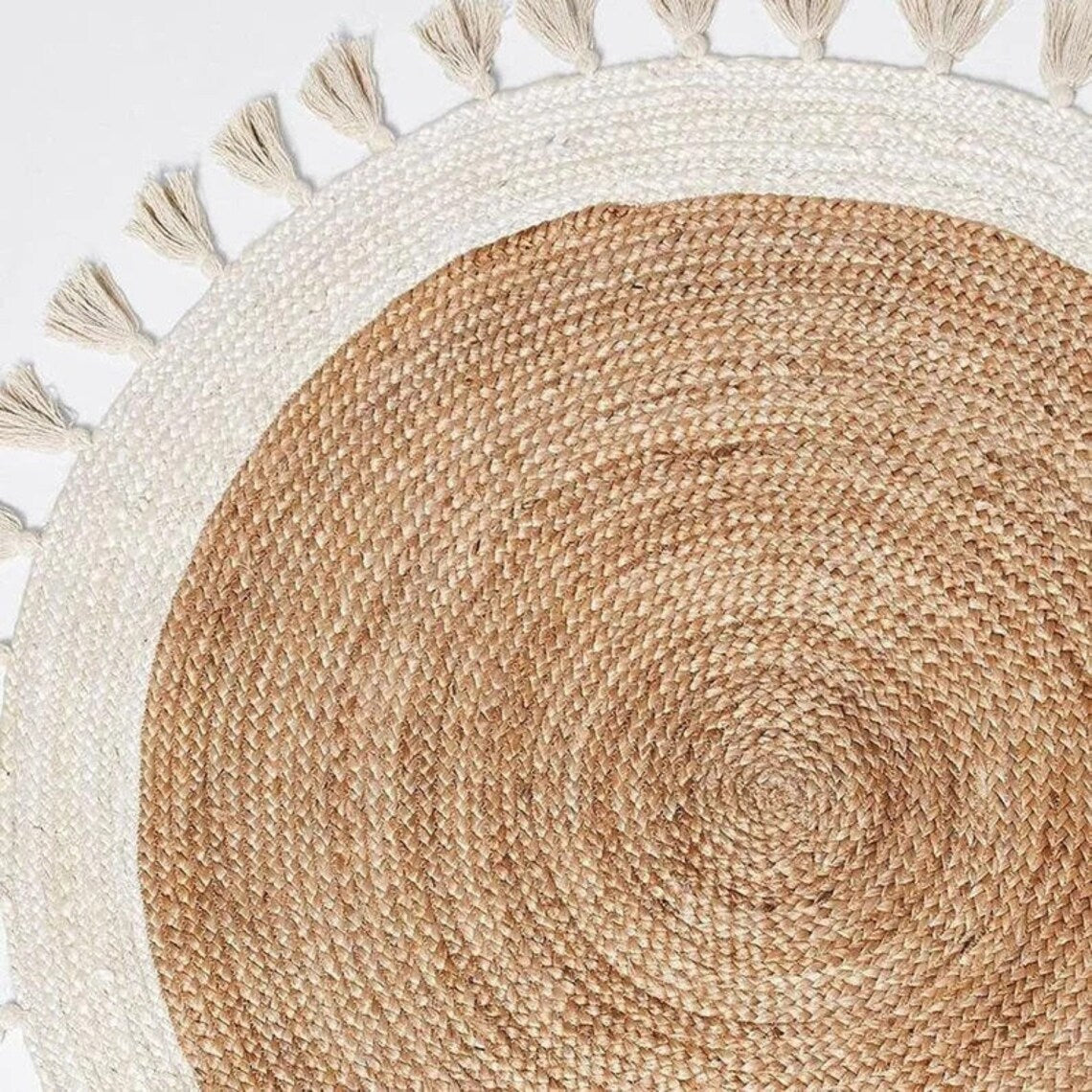 Buy Round Jute Rugs with tassels | Jute carpet | Jute Floor Mats Online