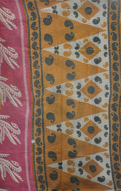 floral kantha sofa throw blanket