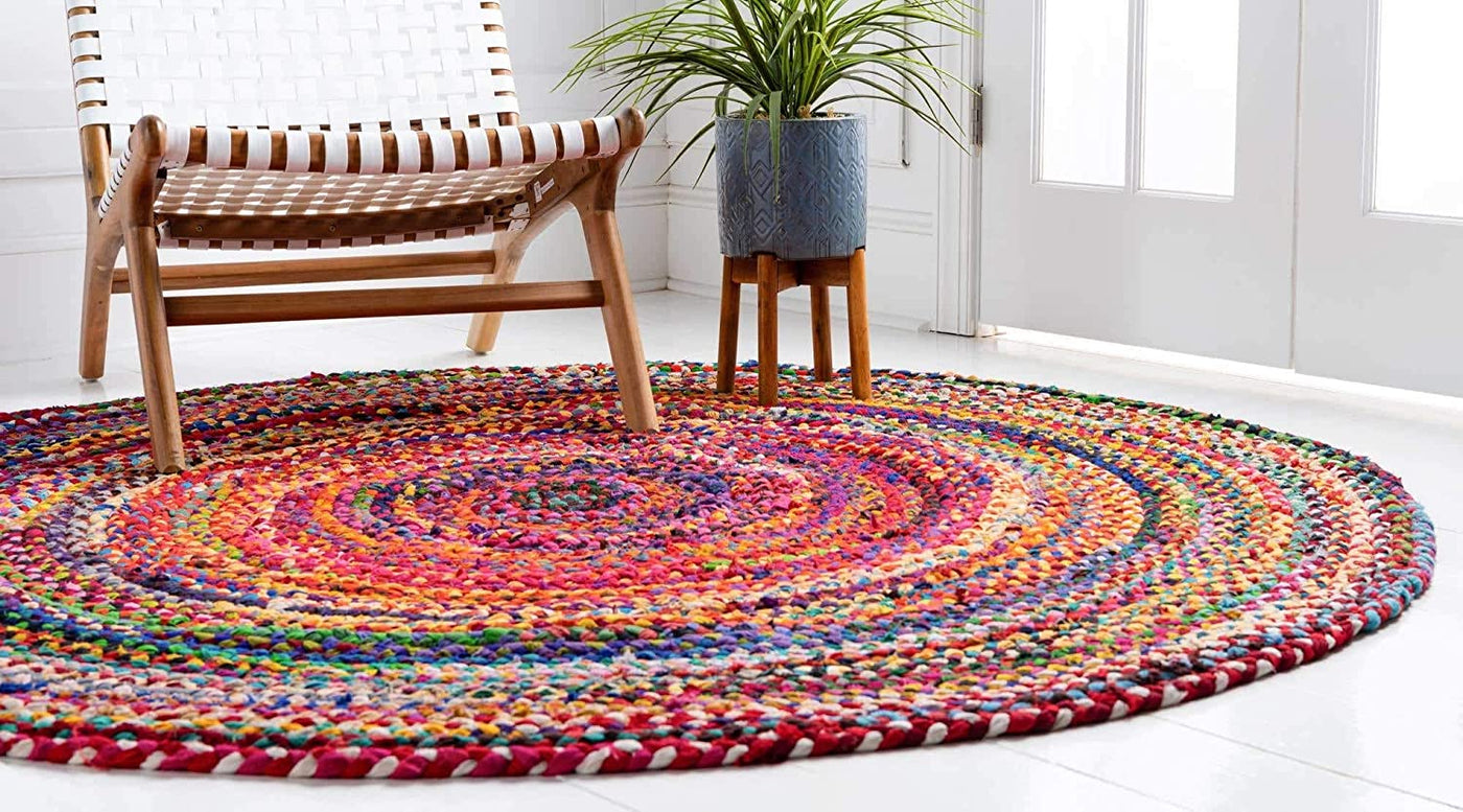 Jaipur Handloom - Chindi Round Rugs, Rag Rugs Round Chindi Rug for Living Room Bohemian Rugs