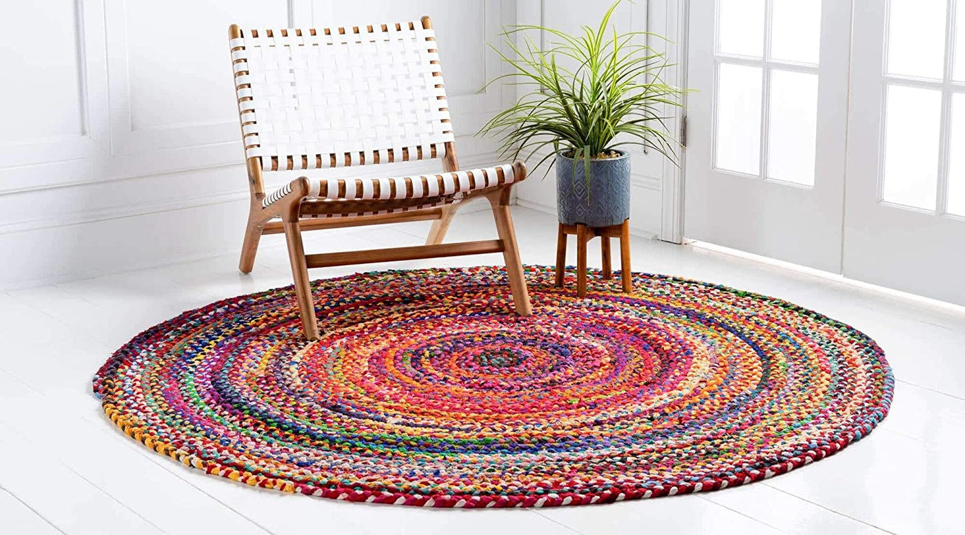 Jaipur Handloom - Chindi Round Rugs, Rag Rugs Round Chindi Rug for Living Room Bohemian Rugs