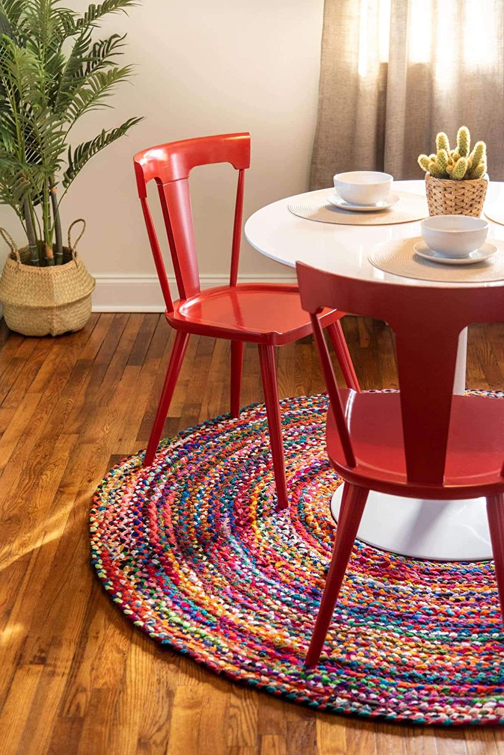 Jaipur Handloom - Chindi Round Rugs, Rag Rugs Round Chindi Rug for Living Room Bohemian Rugs