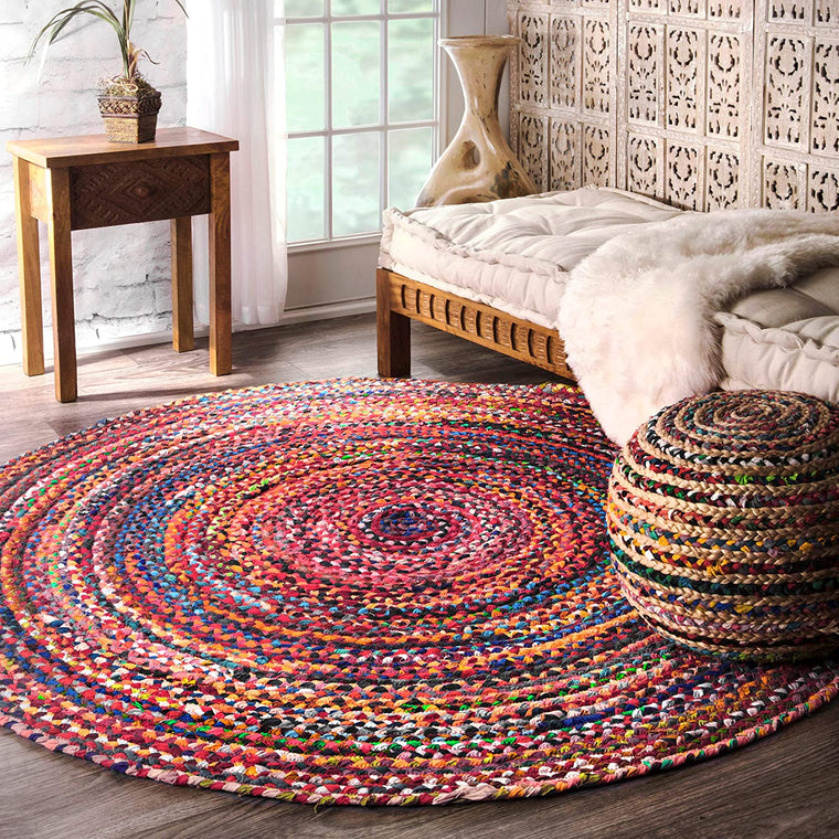 Jaipur Handloom - Chindi Round Rugs, Rag Rugs Round Chindi Rug for Living Room Bohemian Rugs