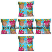 Christmas Gift 5pc indian kantha pillow in floral, gypsy kantha Pillow, Kantha Decorative throw Pillow, indian Pillow, Kantha Cushion Cover-Jaipur Handloom