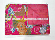 Christmas Gift Kantha Quilt, Pink Kantha Quilt, kantha throw Kantha Blanket, Kantha Bedspread, Twin Bedding, Twin Quilt, Indian Kantha Quilt-Jaipur Handloom
