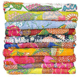 Christmas Gift - SET OF 5 Kantha Quilts, Kantha Bedcovers,Hand Quilted Bedcovers, Blankets, throws Bedspread Bedding Flower Print 60x90 inch-Jaipur Handloom
