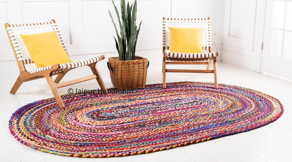 Chunky Braided Chindi Rugs in Oval Shape