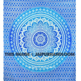 Classic Blue Medallion Ombre Mandala Duvet Cover Set of 2 Pillow Covers-Jaipur Handloom