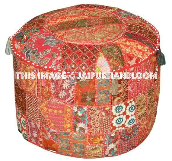 Colorful Pouf Ottoman-Jaipur Handloom
