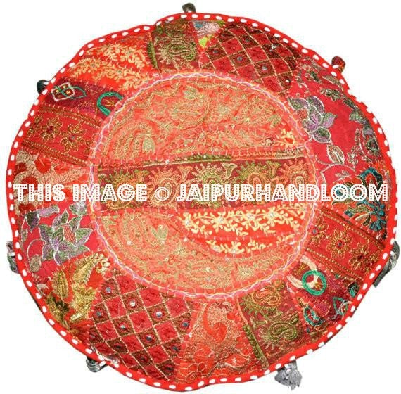 Colorful Pouf Ottoman-Jaipur Handloom