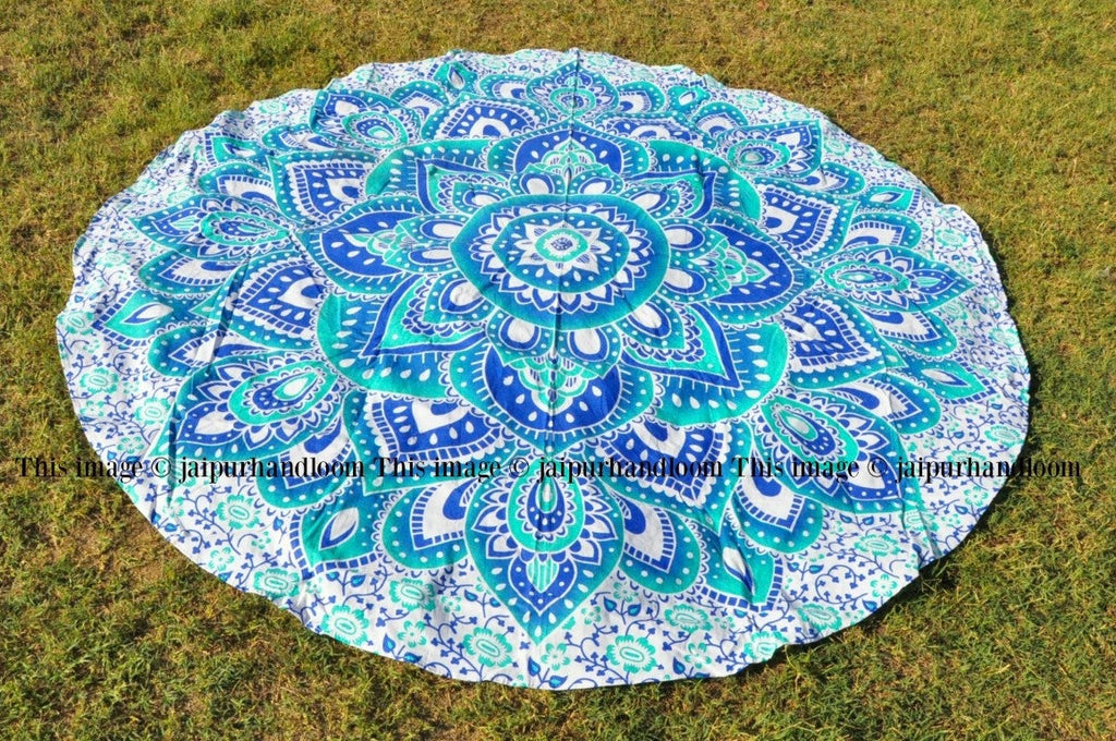 Ombre Hippie Bohemian Round Yoga Mat Beach Throw 