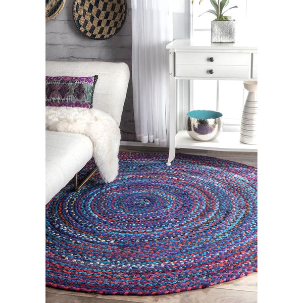 Cotton Chindi Braided 5 Feet Round Rug for Living Room & Patio Floor Area | Jaipur Handloom