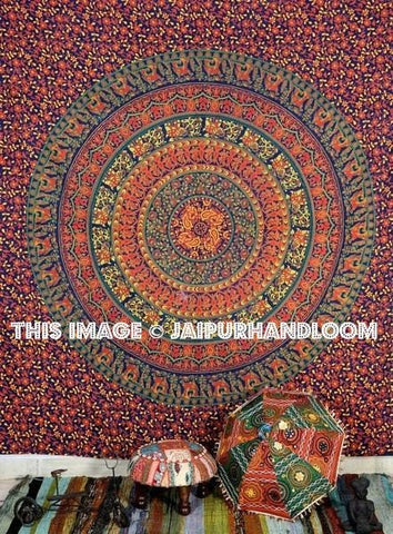 Cotton Indian Bed cover Bohemian Sofa Couch Cover Decorative Curtains-Jaipur Handloom