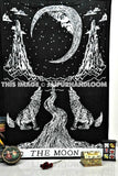 Crying Wolf of The Moon Tarot Tapestry Black and White Dorm Tapestry