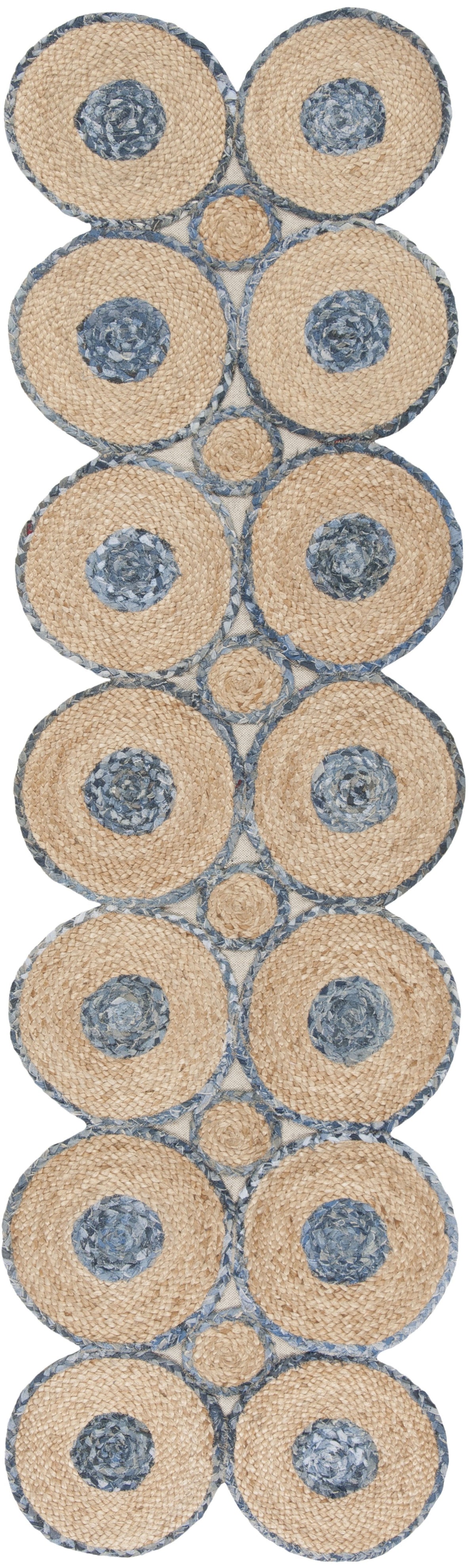 Denim Runner for Hallway, Entry Rug Runner, Natural Fiber Runner for Kitchen