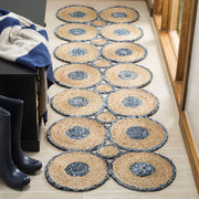 Denim Runner for Hallway, Entry Rug Runner, Natural Fiber Runner for Kitchen