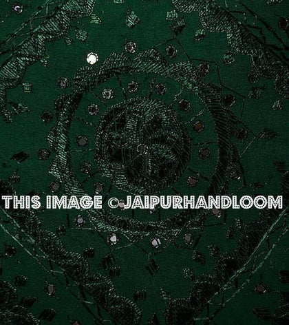 Decorative Green Mirror Work Pillow Throw Pillow Ethnic Indian Floor Pillow Sofa Pillow-Jaipur Handloom