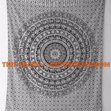 Decorative Mandala Curtains Black & White Dorm Tapestry Wall Hanging-Jaipur Handloom