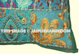 Decorative Throw Pillow Covers 24" Indian Style Green Floor Cushions-Jaipur Handloom